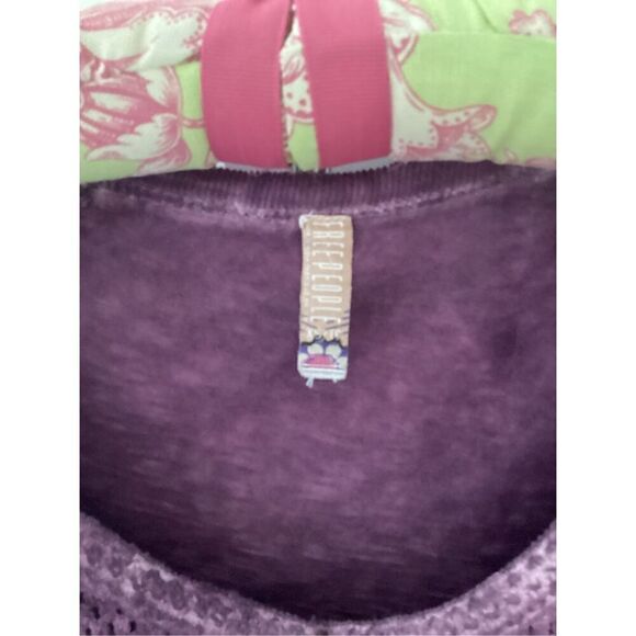 Free People Embroidered Faded Pullover Shirt Sz XS Stretch - Picture 3 of 7